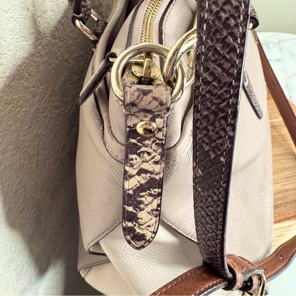 COACH Morgan Color Block Pebble Leather w/Exotic Embossed Trim Satchel/Crossbody - Picture 13 of 15